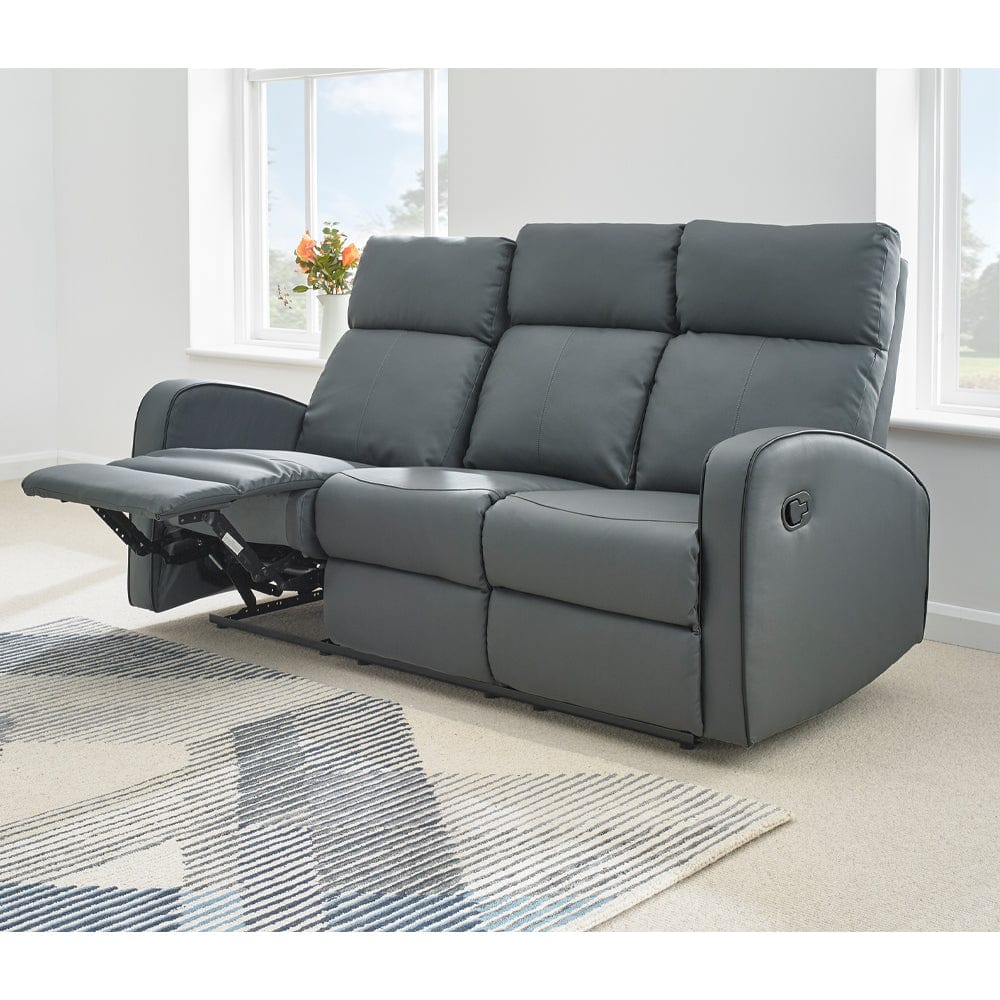 Grey leather 3 seater recliner sofa online