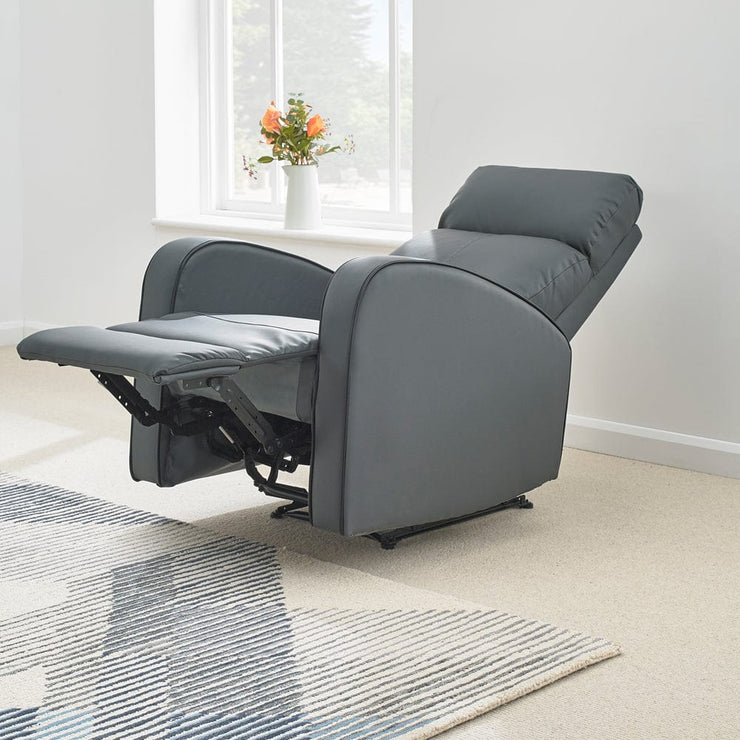 Boston Grey Leather Recliner Armchair - Furniture Maxi