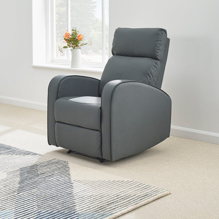 Boston Grey Leather Recliner Armchair Furniture Maxi