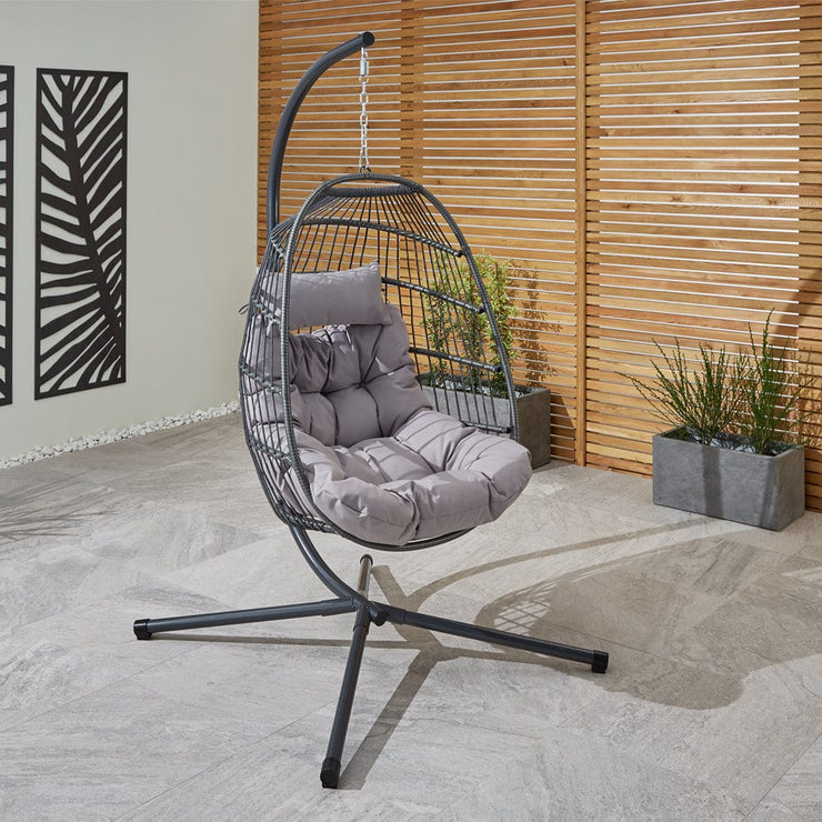 Bradway Hanging Egg Chair with Grey Cushions