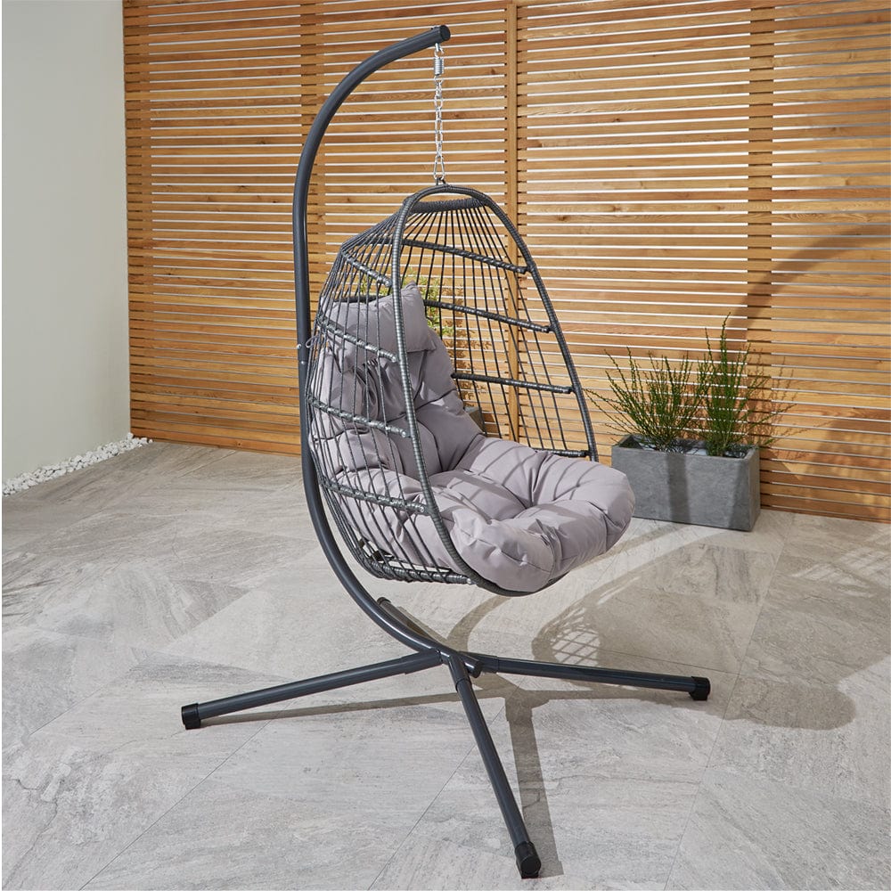 black and grey egg chair