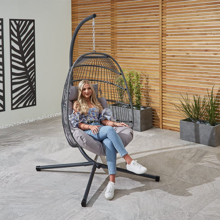 Bradway Hanging Egg Chair with Grey Cushions