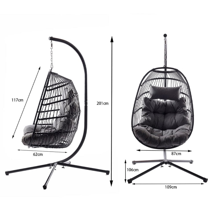 Bradway Hanging Egg Chair with Grey Cushions