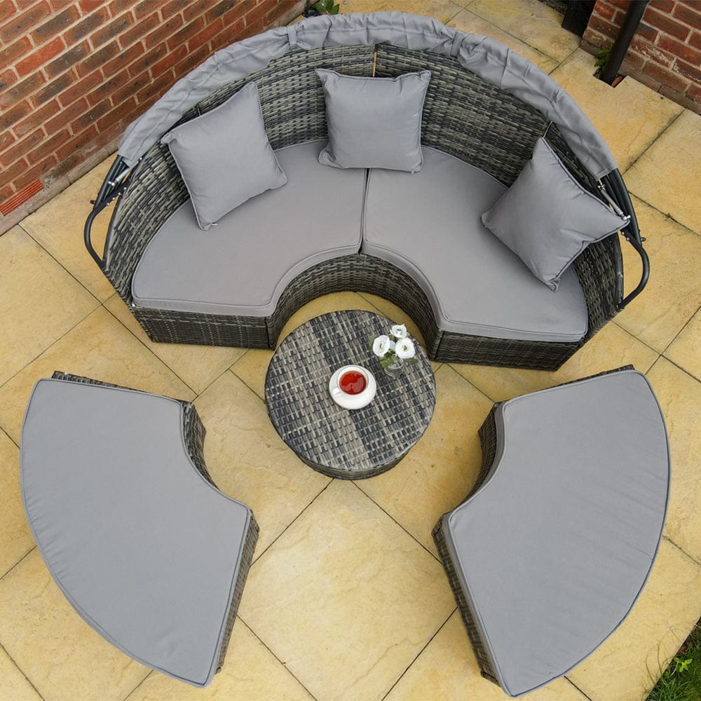 Camrose Rattan Garden Day Bed in Grey Furniture Maxi