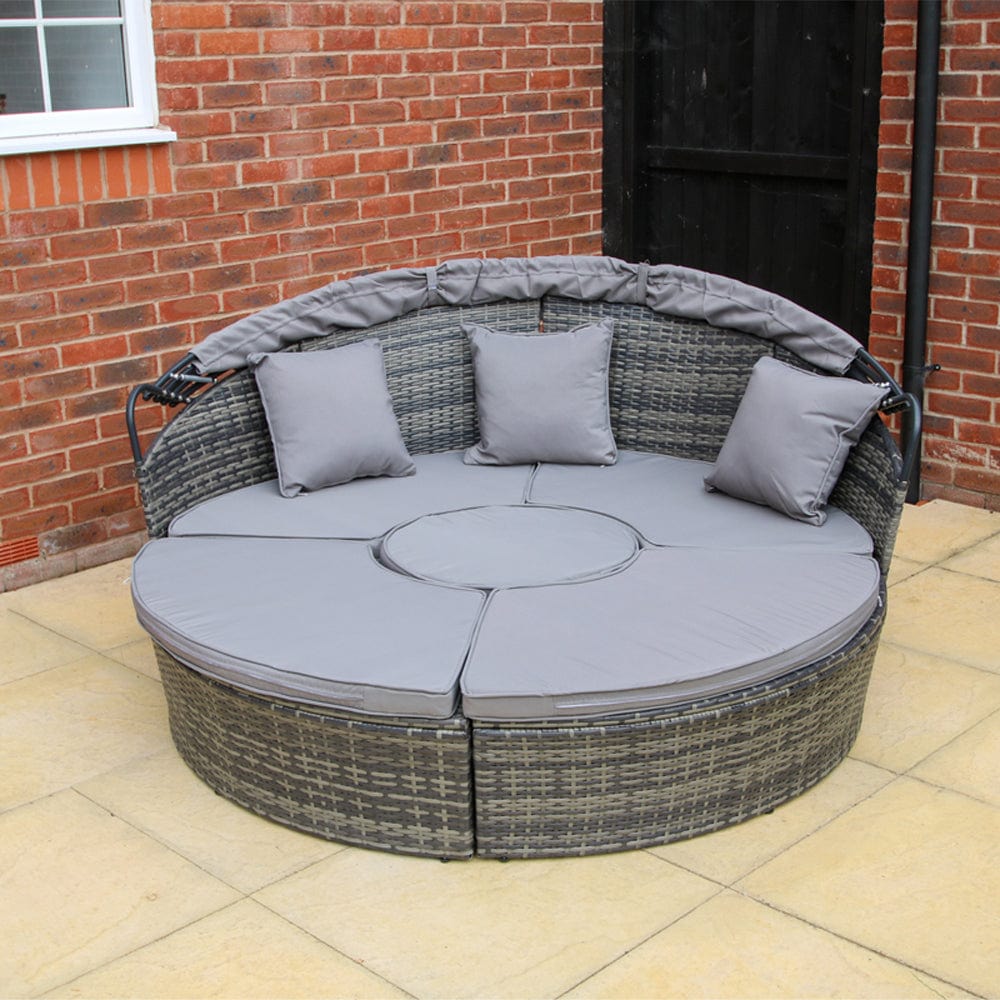 Camrose Rattan Garden Day Bed in Grey Furniture Maxi