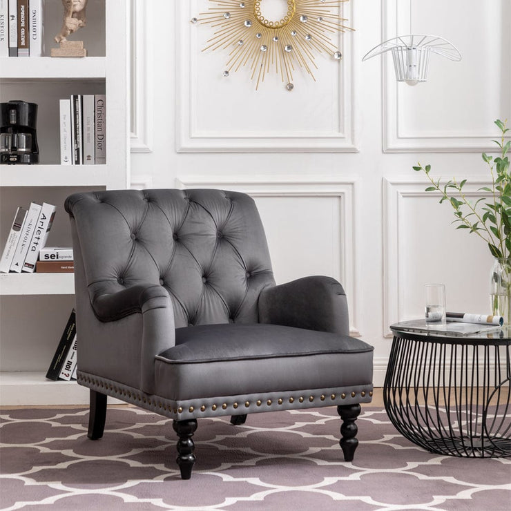 Dark grey velvet armchair discount