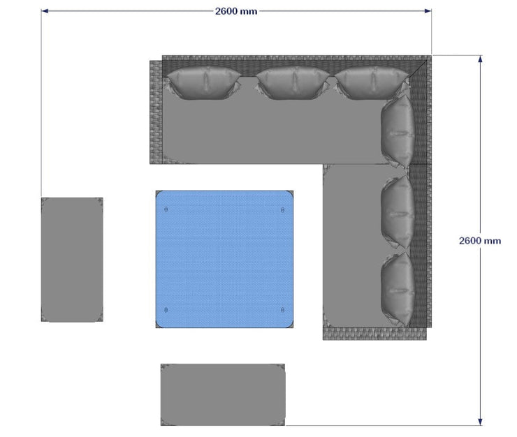 Rosen 9 Seater Rattan Dining Corner Sofa Set with Rising Table In Grey with free rain cover