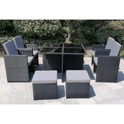 Eton Rattan Garden 8 Seater Cube Set In Black