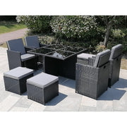 Eton Rattan Garden 8 Seater Cube Set In Black