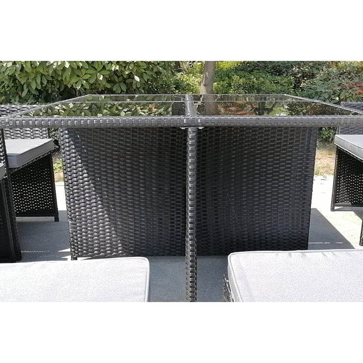 Eton Rattan Garden 8 Seater Cube Set In Black