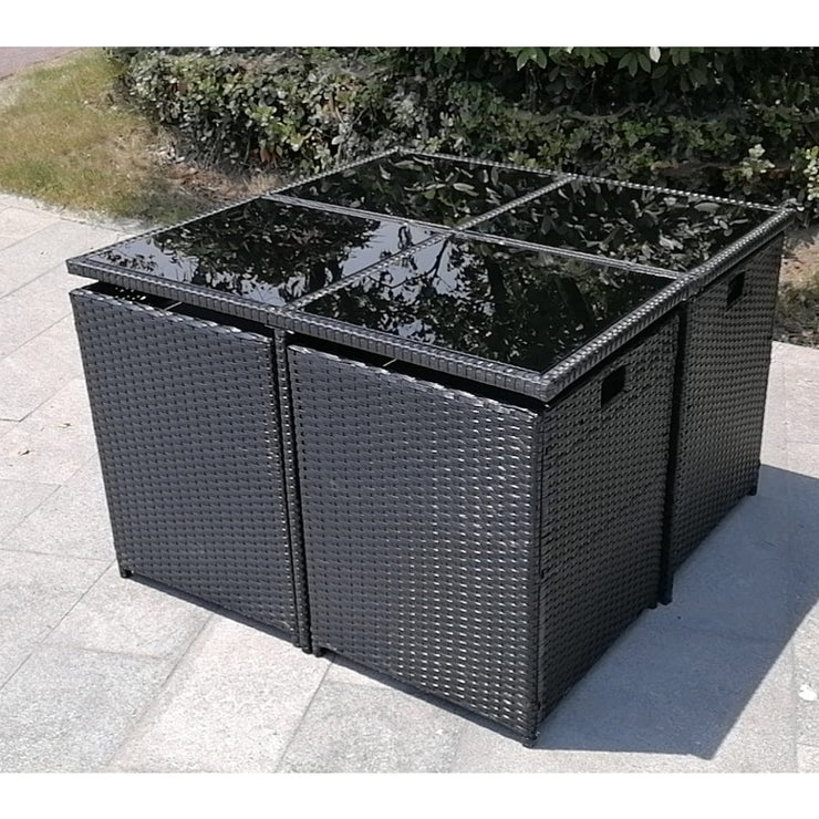 Eton Rattan Garden 8 Seater Cube Set In Black