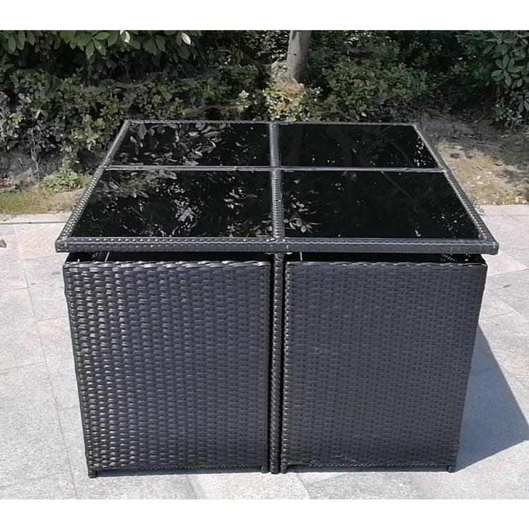 Eton Rattan Garden 8 Seater Cube Set In Black