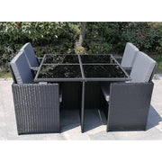 Eton Rattan Garden 8 Seater Cube Set In Black