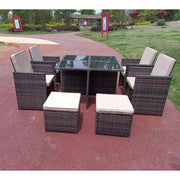 Eton Rattan Garden 8 Seater Cube Set In Brown