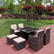 Eton Rattan Garden 8 Seater Cube Set In Brown