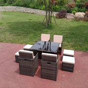 Eton Rattan Garden 8 Seater Cube Set In Brown