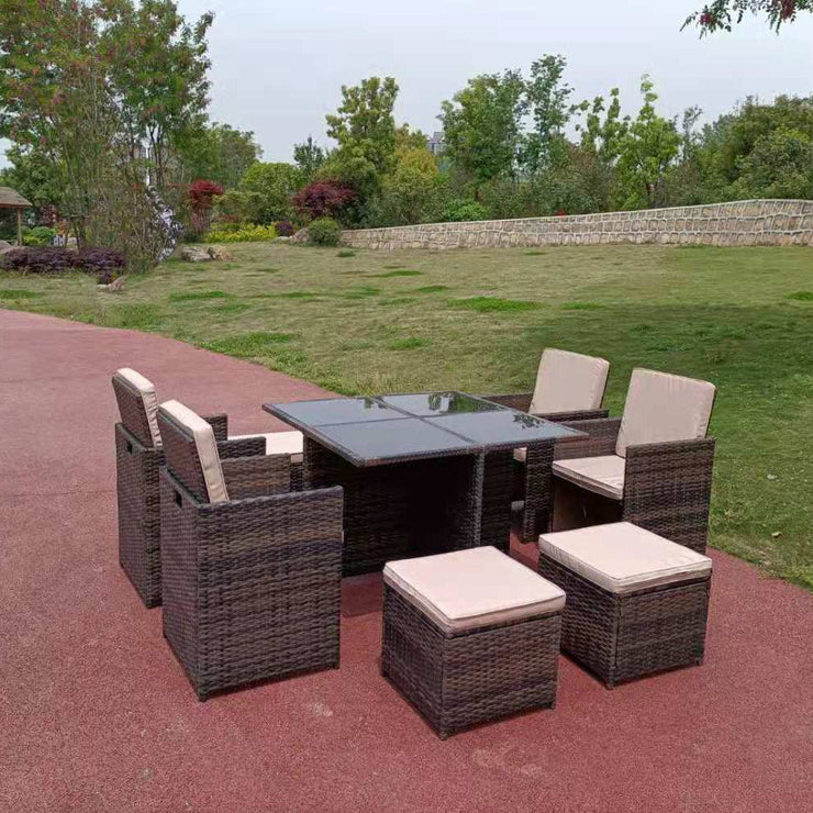 Eton Rattan Garden 8 Seater Cube Set In Brown