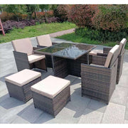 Eton Rattan Garden 8 Seater Cube Set In Brown