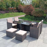 Eton Rattan Garden 8 Seater Cube Set In Brown