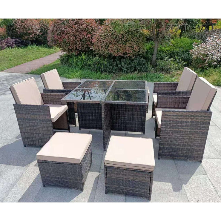 Eton Rattan Garden 8 Seater Cube Set In Brown