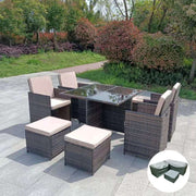 Eton Rattan Garden 8 Seater Cube Set In Brown