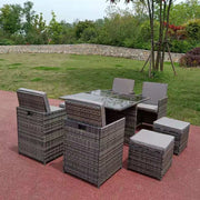 Eton Rattan Garden 8 Seater Cube Set In Grey