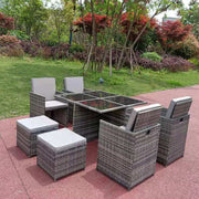 Eton Rattan Garden 8 Seater Cube Set In Grey