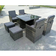 Eton Rattan Garden 8 Seater Cube Set In Grey