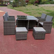 Eton Rattan Garden 8 Seater Cube Set In Grey