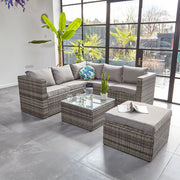 Vancouver 6 Seater Modular Rattan Sofa Set In Grey, Garden Furniture, Furniture Maxi, Furniture Maxi