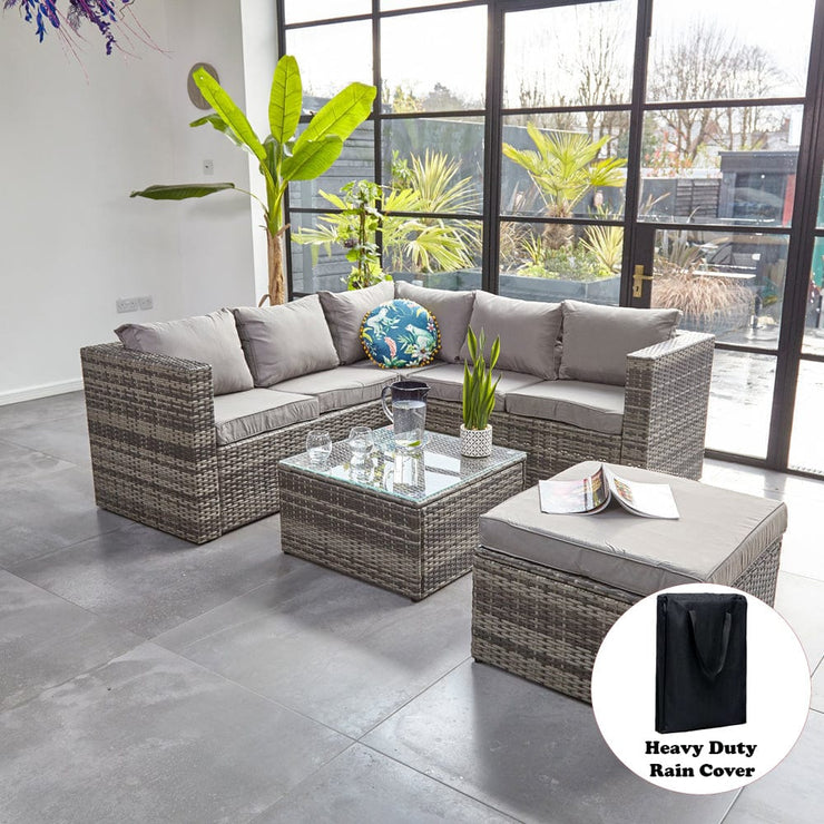 Vancouver 6 Seater Modular Rattan Sofa Set In Grey