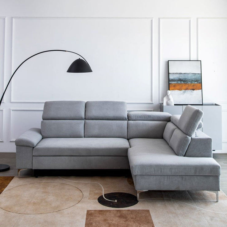 Harish Fabric Recliner Corner Sofa with Ottoman Bed