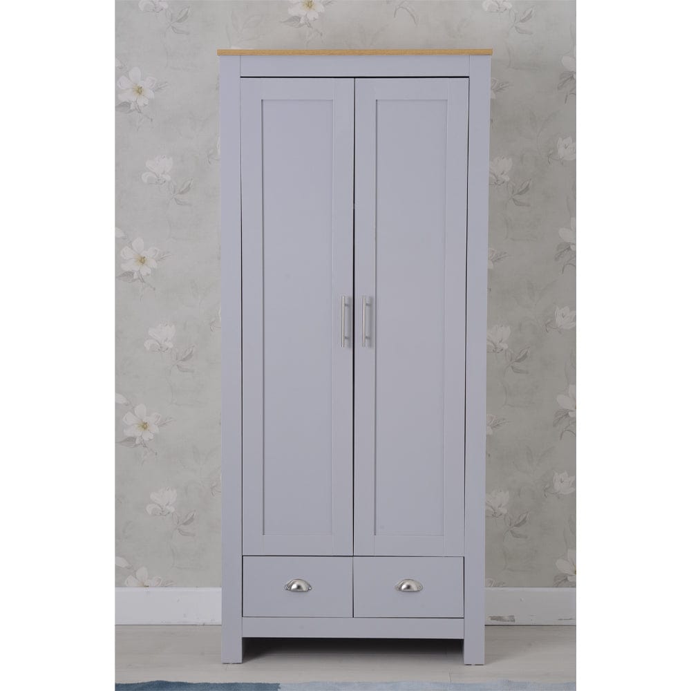 Heritage 2 Door 2 Drawer Wardrobe in Grey and Oak