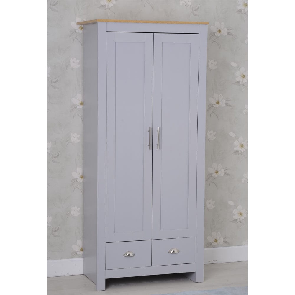 Heritage 2 Door 2 Drawer Wardrobe in Grey and Oak