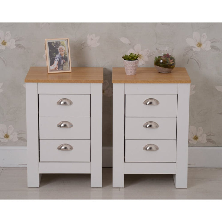 Heritage 3 Piece 6 Draw Chest and Bedside Tables Set In White - Furniture Maxi