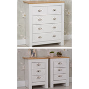 Heritage 3 Piece 6 Draw Chest and Bedside Tables Set In White - Furniture Maxi