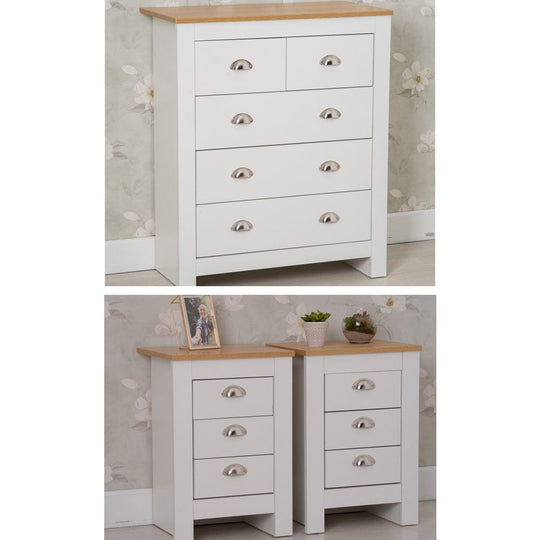 Heritage 3 Piece Chest and Bedside Tables Set In White