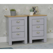 Heritage 3 Piece Tall Chest and Bedside Tables Set In Grey - Furniture Maxi