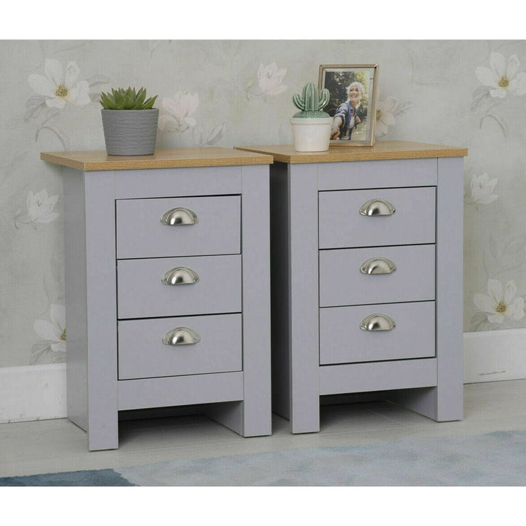 Heritage 3 Piece Tall Chest and Bedside Tables Set In Grey - Furniture Maxi