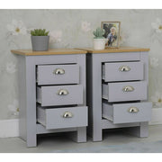 Heritage 3 Piece Tall Chest and Bedside Tables Set In Grey - Furniture Maxi