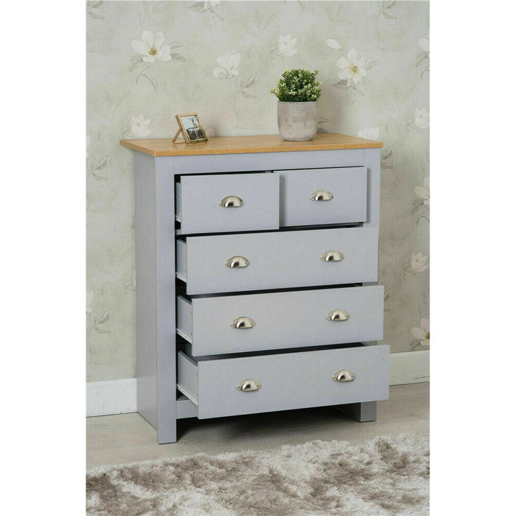 Heritage 3 Piece Tall Chest and Bedside Tables Set In Grey - Furniture Maxi