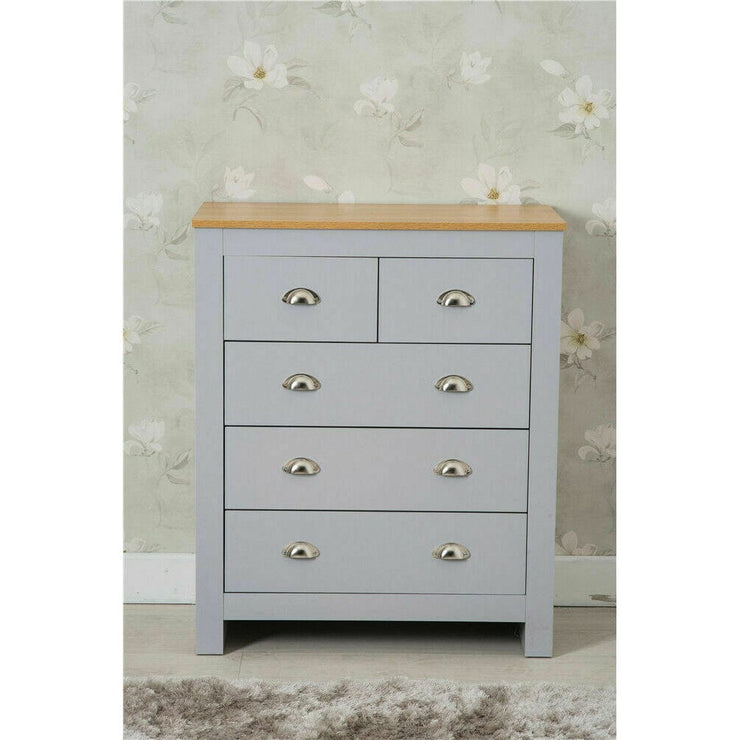 Heritage 3 Piece Tall Chest and Bedside Tables Set In Grey - Furniture Maxi