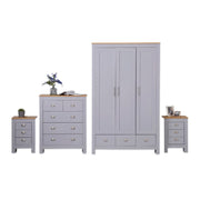 Heritage Set of Four Bedroom Piece with Grey and Oak Finish, Bedroom Furniture, Furniture Maxi, Furniture Maxi