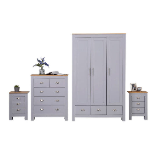 Heritage Set of Four Bedroom Piece with Grey and Oak Finish