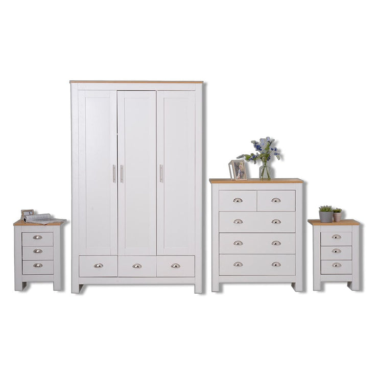 4 Piece White and Oak Bedroom Heritage Set, Bedroom Furniture, Furniture Maxi, Furniture Maxi