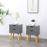 Set Of 2 Miska Two Drawer Bedside Tables In Grey