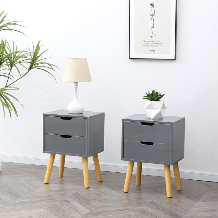 Set Of 2 Miska Two Drawer Bedside Tables In Grey