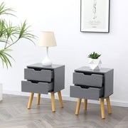 Set Of 2 Miska Two Drawer Bedside Tables In Grey