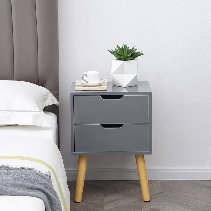 Set Of 2 Miska Two Drawer Bedside Tables In Grey