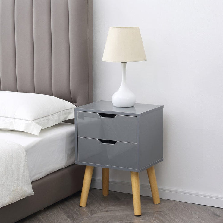 Set Of 2 Miska Two Drawer Bedside Tables In Grey